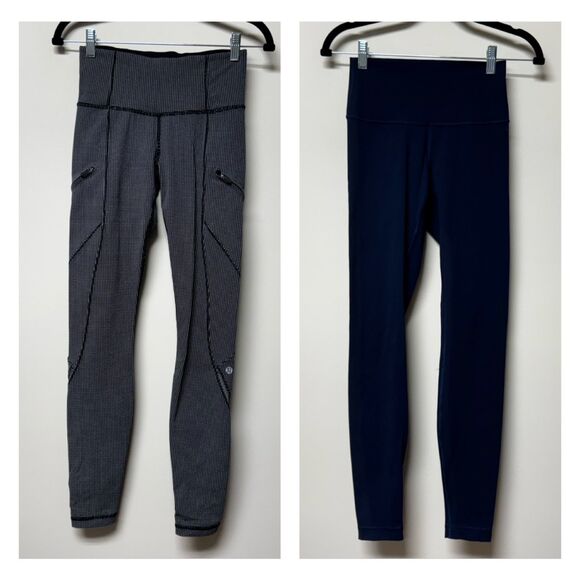LULULEMON BUNDLE - Wunder Under Navy, Cadence Crusher Tight Tiny Geo Blk/Wht, 4 - Picture 3 of 16